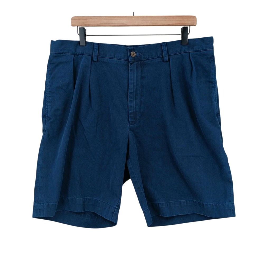 Polo Ralph Lauren Shorts Mens 38x9 Blue Cotton Canvas Custom Fit Pleated Vintage